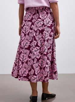 Patterned poplin flared skirt