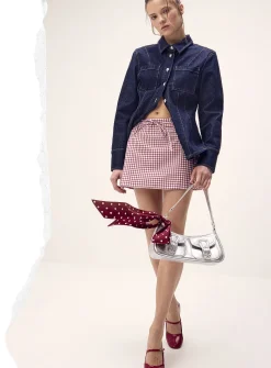 Patterned poplin mini-skort