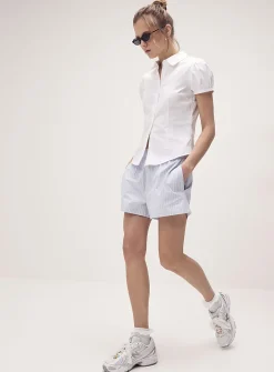 Patterned poplin short