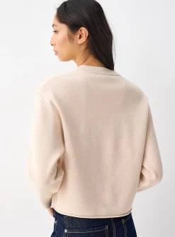 Patterned rolled hem sweater