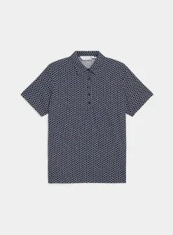 Patterned stretch jersey polo shirt