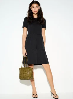 Peachskin tiered T-shirt dress