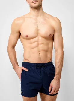 Peachskin-feel solid swim trunk