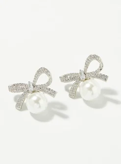 Pearl and bow earrings