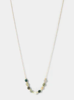 Pearl and faceted stones fine chain