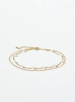 Pearl double-row ankle chain