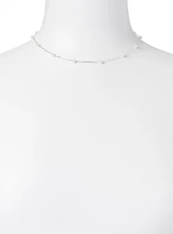 Pearly bead silver chain