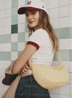 Pebbled half-moon bag
