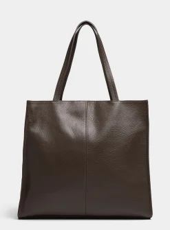 Pebbled leather square tote bag