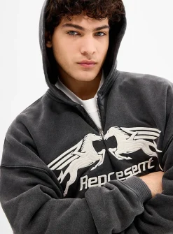 Pegasus zipped hoodie