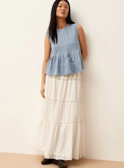 Peplum waist lightweight denim cami