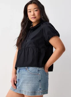 Peplum waist Peter Pan collar blouse