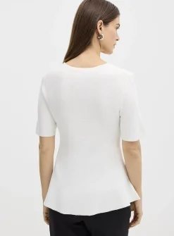 Peplum waist soft knit sweater