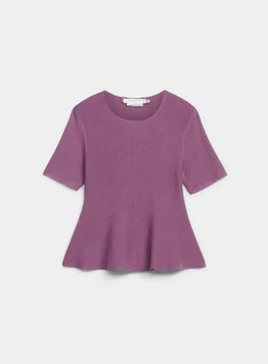 Peplum waist soft knit sweater