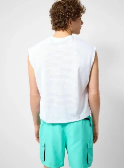 Perforated boxy swim muscle tee