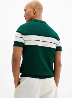 Perforated colour block polo