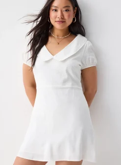 Peter Pan collar linen blend minidress