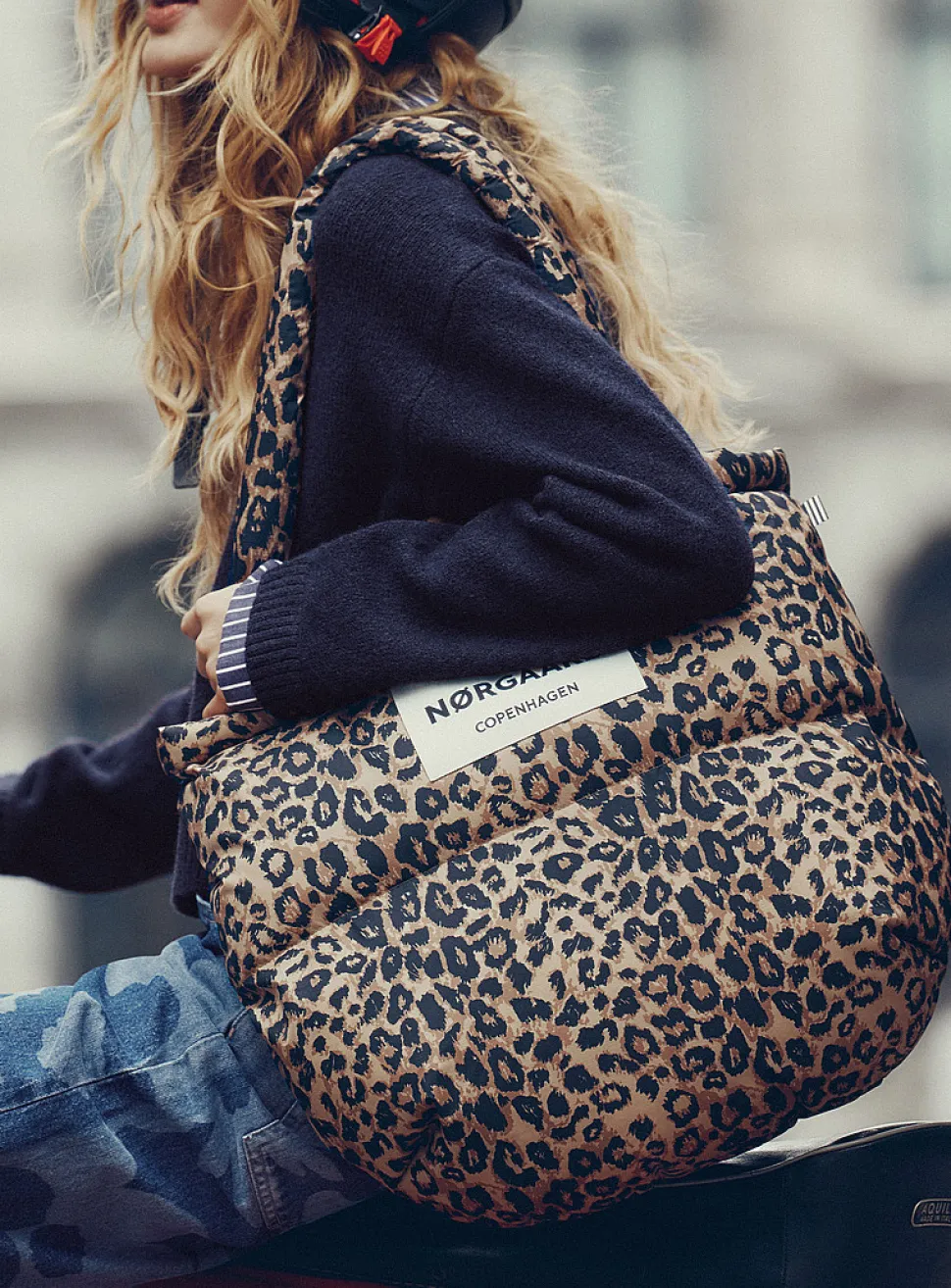 Pillow leopard rugged fabric puffy tote bag