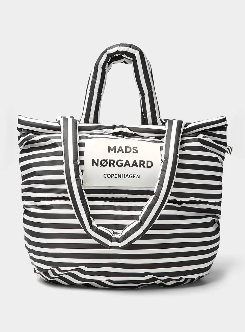 Pillow striped rugged fabric puffy tote bag