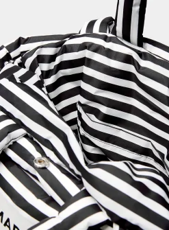 Pillow striped rugged fabric puffy tote bag