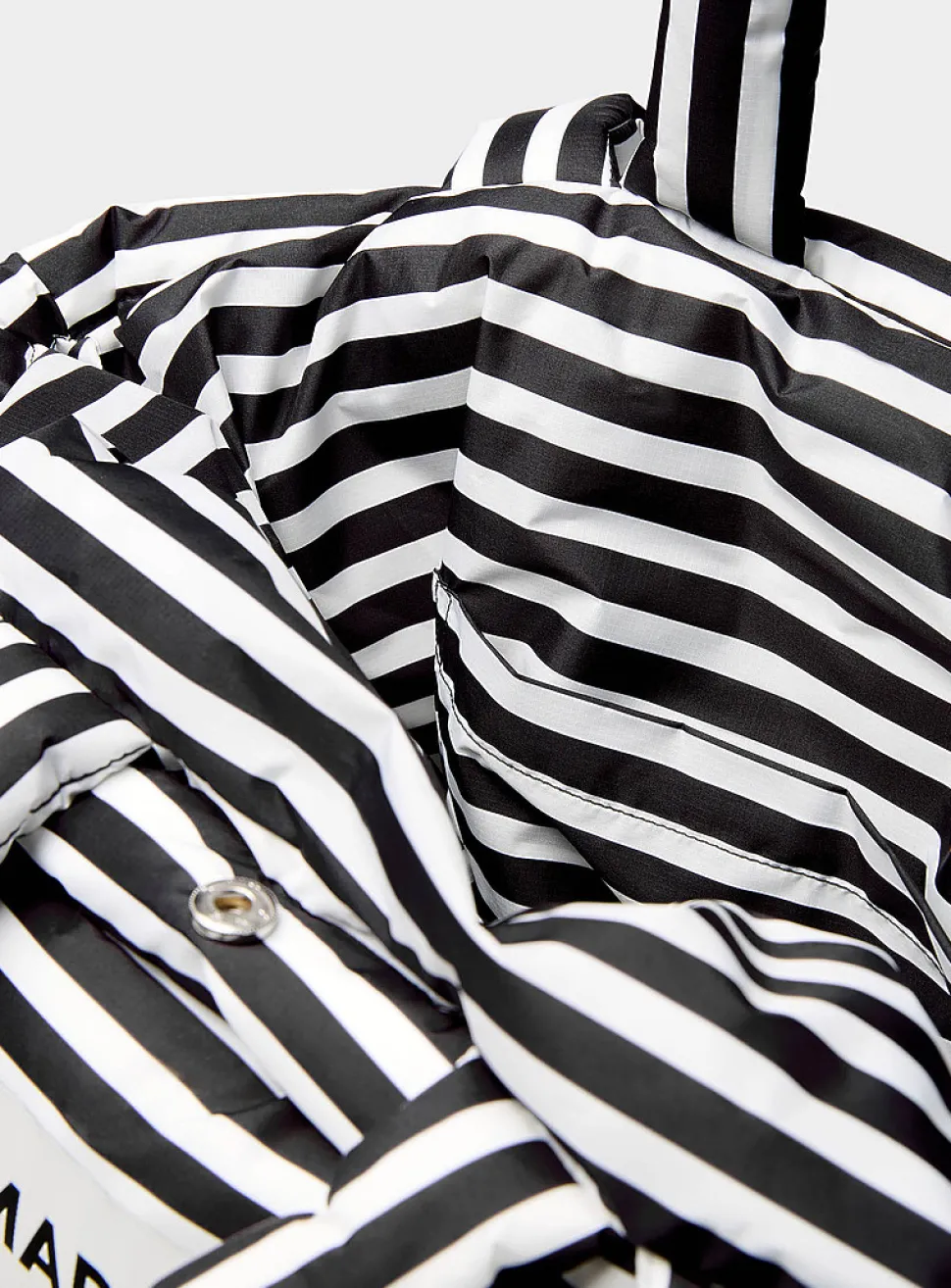 Pillow striped rugged fabric puffy tote bag
