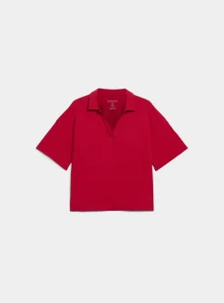 Pima cotton Johnny collar boxy T-shirt