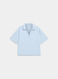 Pima cotton Johnny collar boxy T-shirt