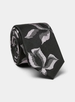 Pink floral jacquard pure silk tie