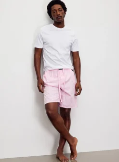 Pink striped poplin pyjama short