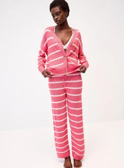 Pink stripes knit lounge pant