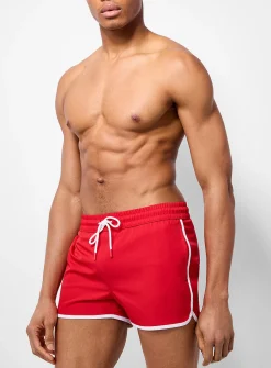 Piped retro swim short