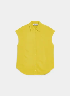 Piqué jersey cap-sleeve shirt