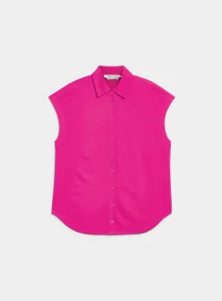 Piqué jersey cap-sleeve shirt