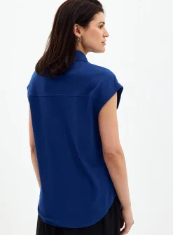 Piqué jersey cap-sleeve shirt