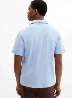 Piqué-knit Johnny-collar polo