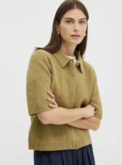 Plain plush shirt-collar cardigan