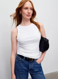 Plain ribbed fitted cami