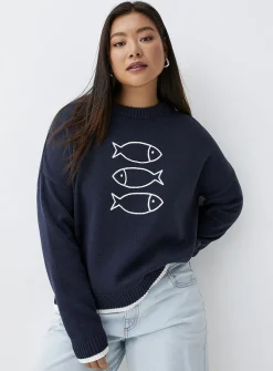 Playful embroidery sweater