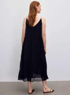 Pleated chiffon midi dress