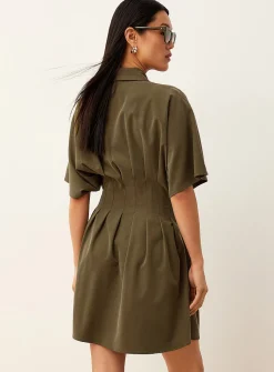 Pleated cinched minidress