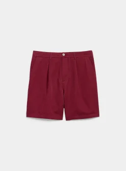 Pleated cotton-linen short