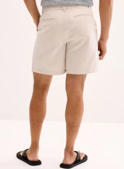 Pleated cotton-linen short