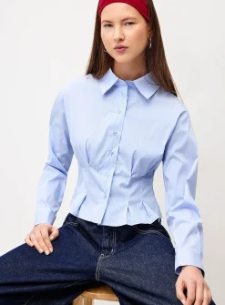 Pleated fit-and-flare shirt