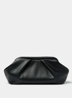 Pleated pebbled evening bag