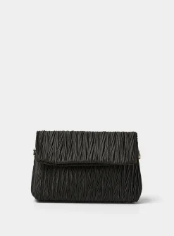 Pleated satin evening bag