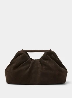 Pleated suede XL evening bag
