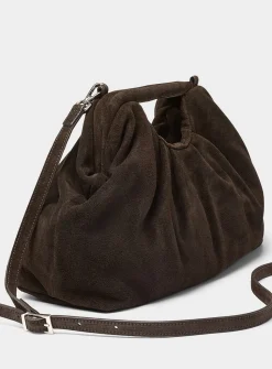 Pleated suede XL evening bag