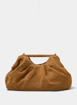 Pleated suede XL evening bag