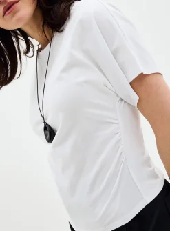 Pleated waist organic cotton T-shirt