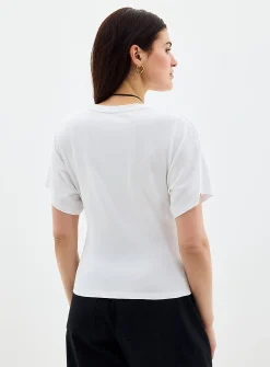 Pleated waist organic cotton T-shirt